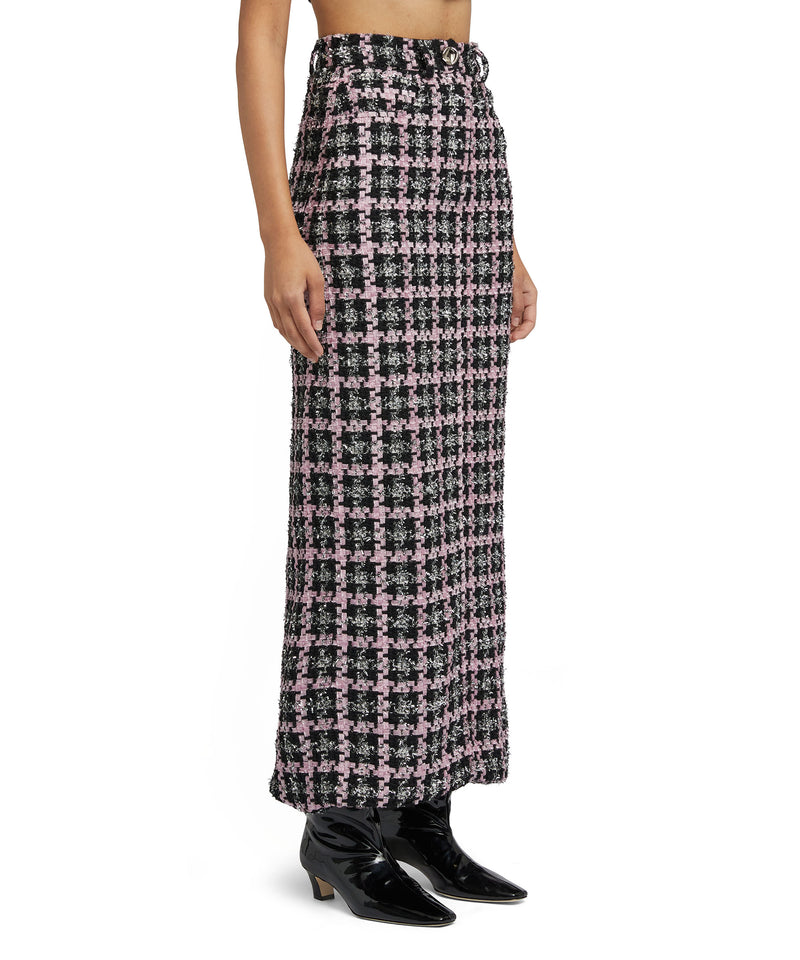 Midi skirt with "Lurex Check Tweed" motif BLACK Women 