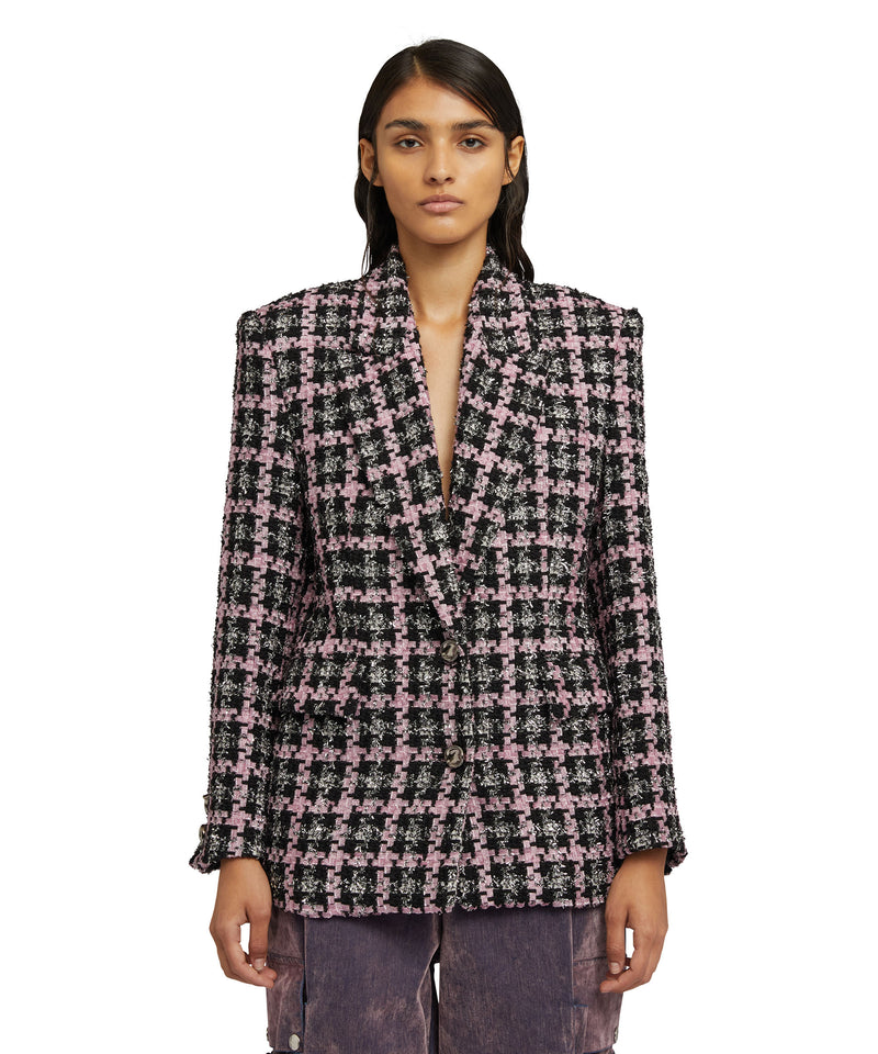 Double-breasted jacket with "Lurex Check Tweed" motif BLACK Women 