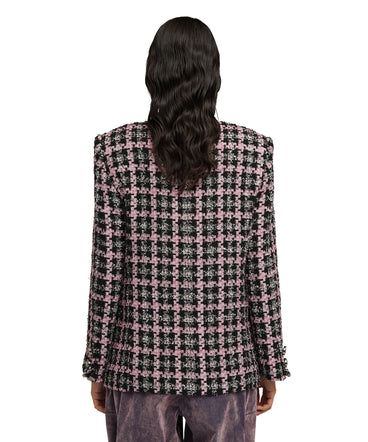 Double-breasted jacket with "Lurex Check Tweed" motif