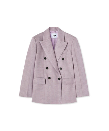 Double-breasted jacket with "Shiny Pinstriped Wool" workmanship