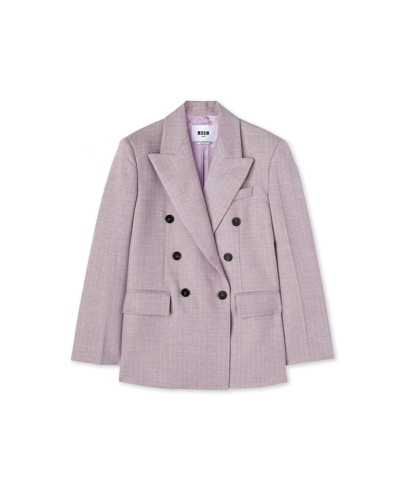 Double-breasted jacket with "Shiny Pinstriped Wool" workmanship LILLAC Women 