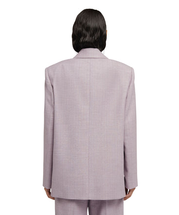 Double-breasted jacket with "Shiny Pinstriped Wool" workmanship