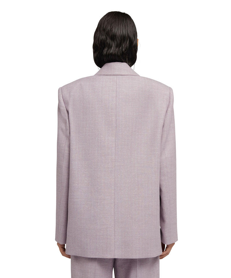 Double-breasted jacket with "Shiny Pinstriped Wool" workmanship LILLAC Women 
