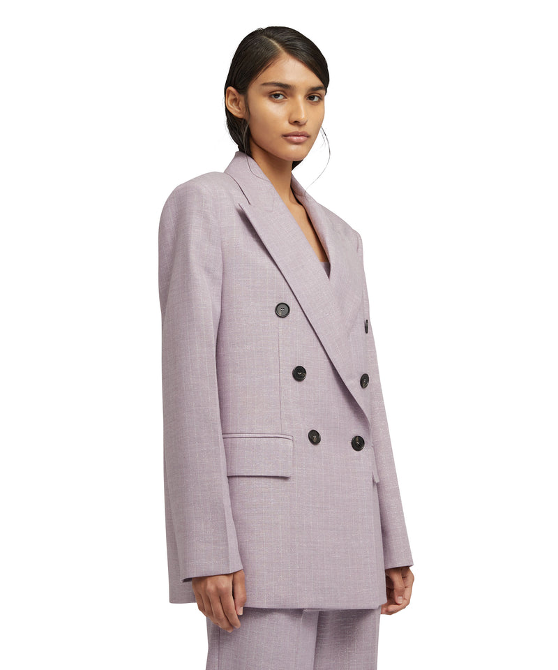Double-breasted jacket with "Shiny Pinstriped Wool" workmanship LILLAC Women 