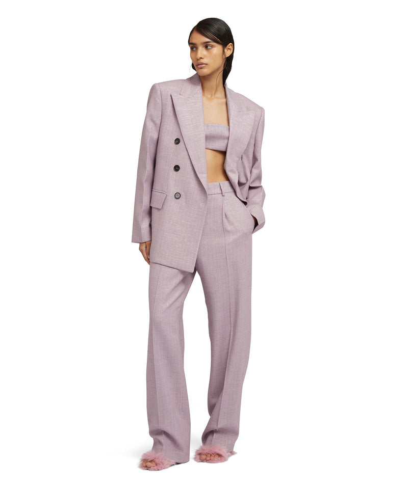 Double-breasted jacket with "Shiny Pinstriped Wool" workmanship LILLAC Women 