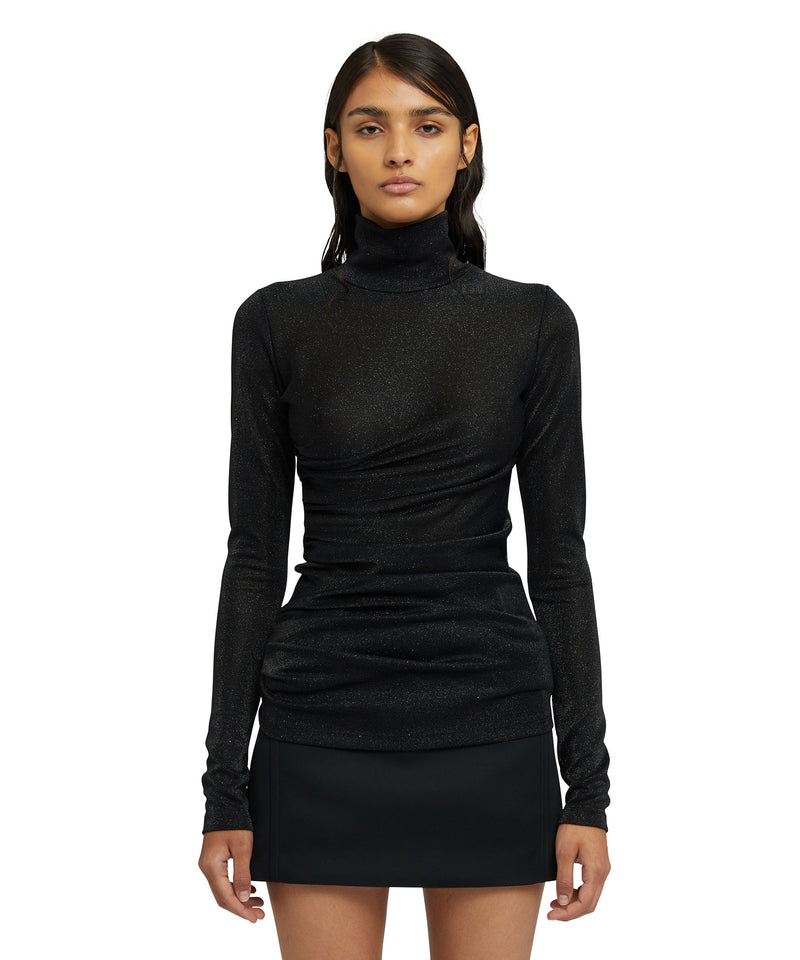 Top in fluid glittery jersey BLACK Women 