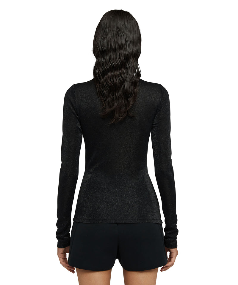 Top in fluid glittery jersey BLACK Women 