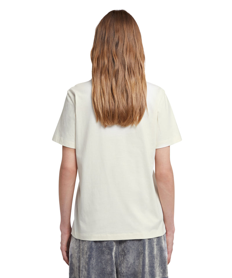 Cotton T-shirt in solid colour with new brushed logo WHITE Women 