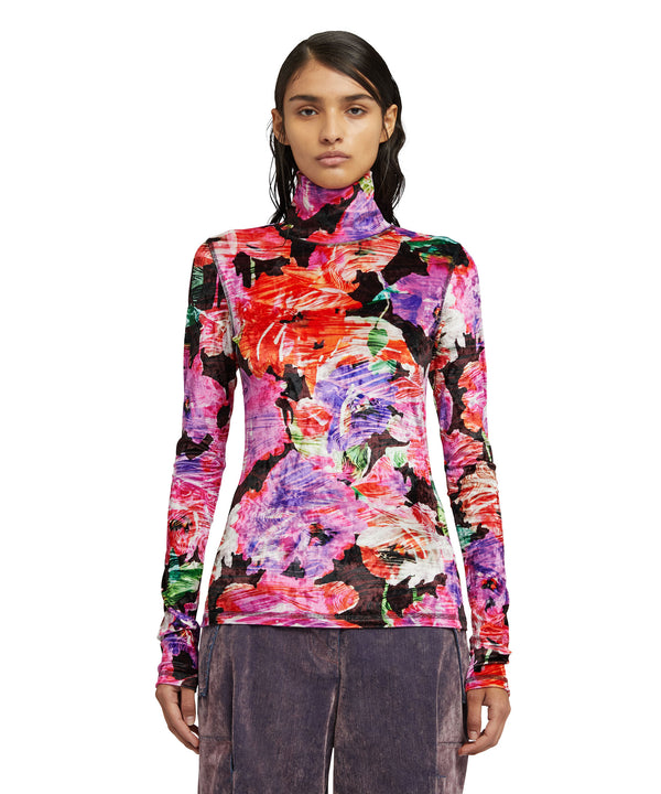 Elasticized blouse with "Blossom Hallucination" print