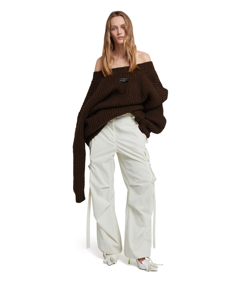 Blended wool v-neck sweater "Warm Winter" CHOCOLATE Women 