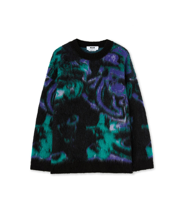 Rounded-collar sweater with "Magma" print