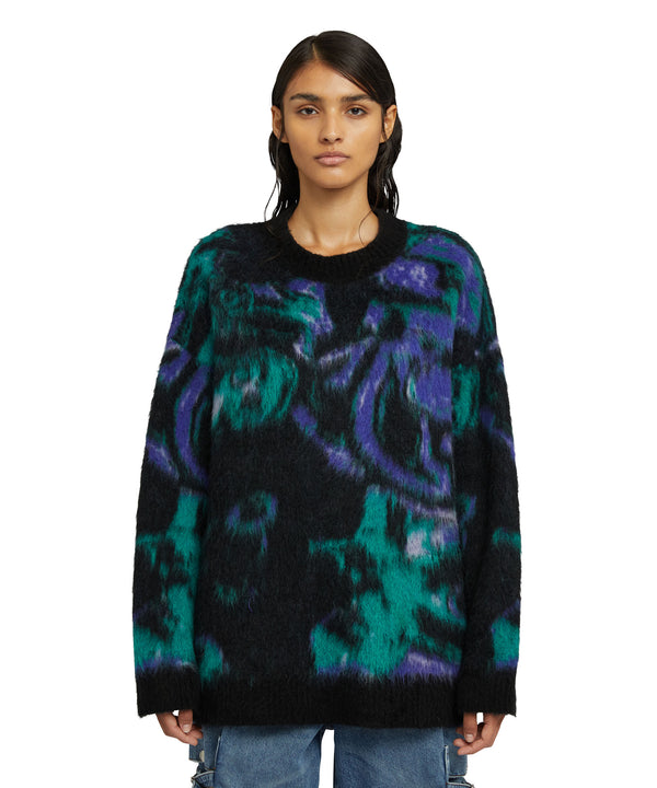 Rounded-collar sweater with "Magma" print