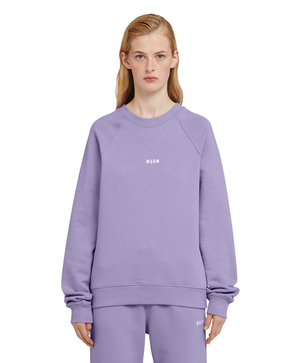 Cotton crewneck t-shirt with micro logo