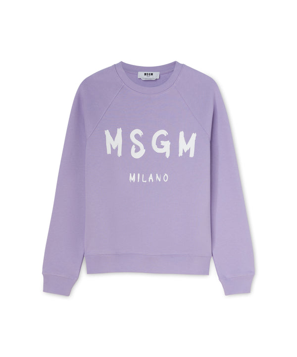 Cotton crewneck t-shirt with new brushed MSGM logo