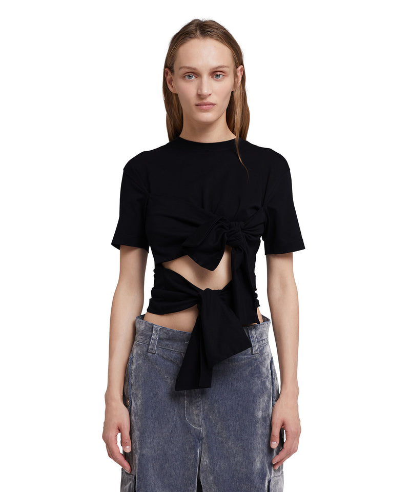 Fitted top in "Textured Crepe Cady" BLACK Women 