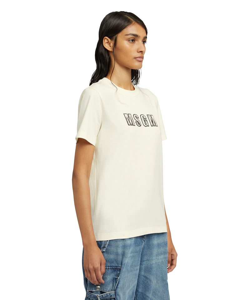 Organic cotton t-shirt with "Lynx" Msgm logo print WHITE Women 