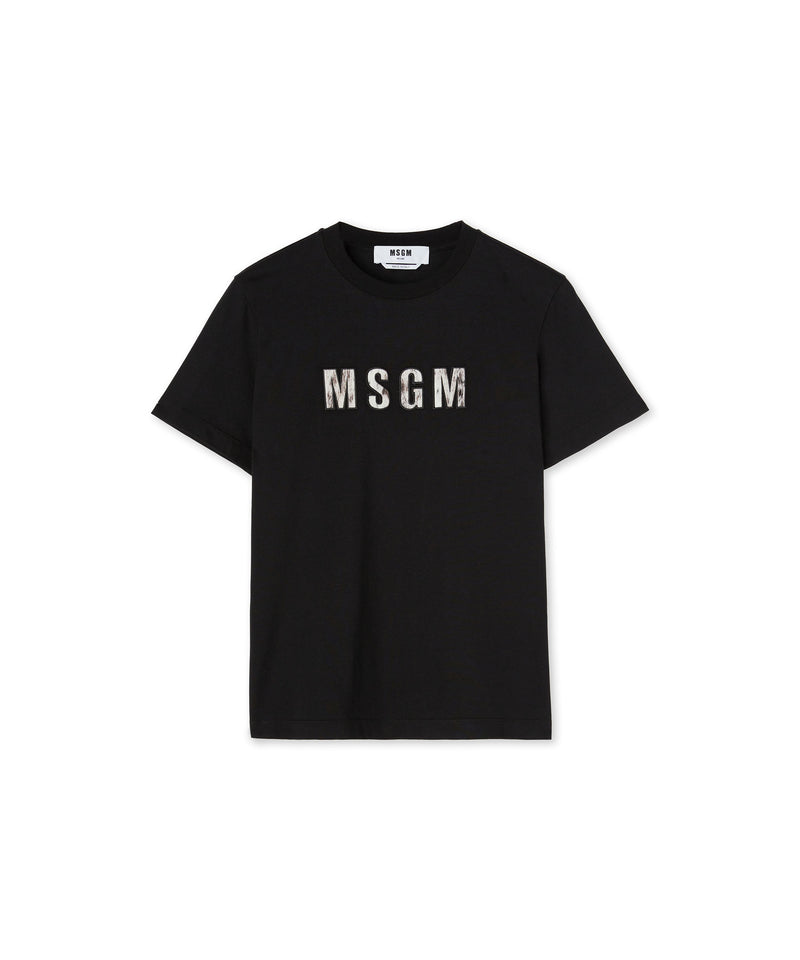 Organic cotton t-shirt with "Lynx" Msgm logo print BLACK Women 