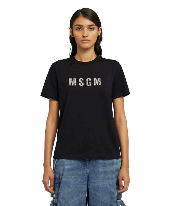 Organic cotton t-shirt with "Lynx" Msgm logo print