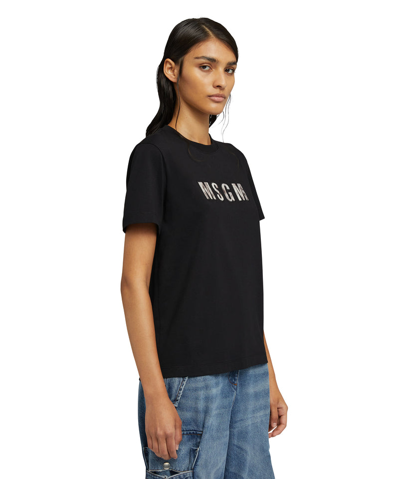 Organic cotton t-shirt with "Lynx" Msgm logo print BLACK Women 