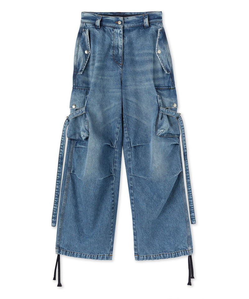 Cargo trousers with "Light Blue Washed Denim" workmanship ELECTRIC BLUE Women 