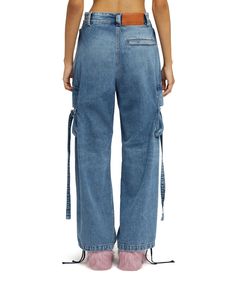 Cargo trousers with "Light Blue Washed Denim" workmanship ELECTRIC BLUE Women 