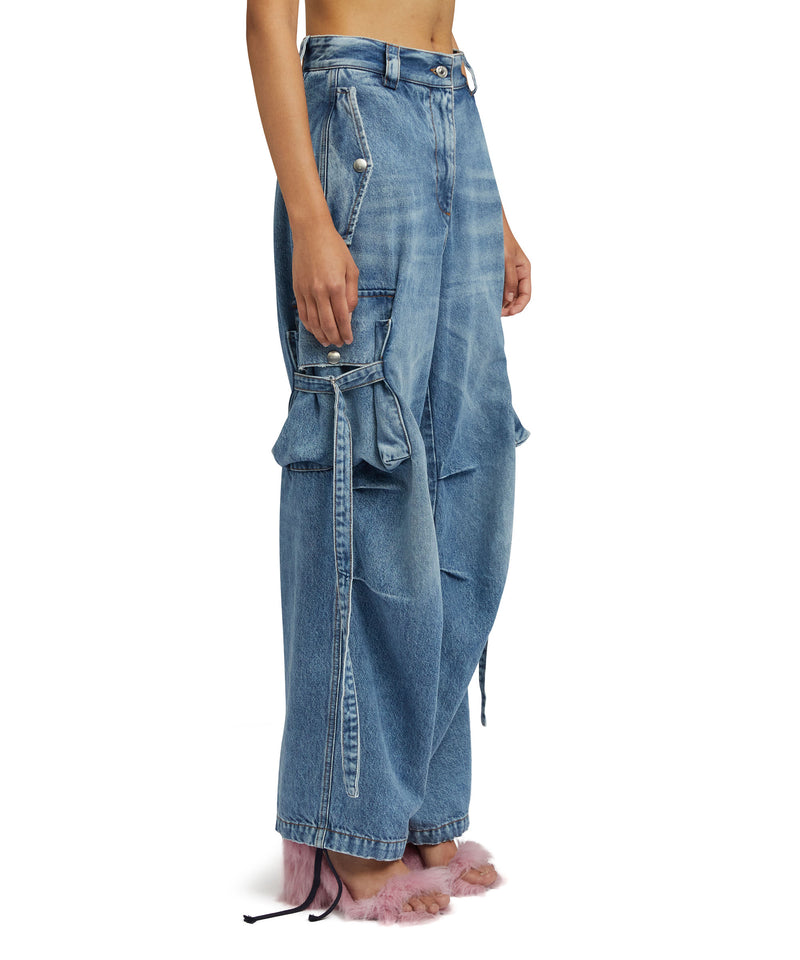 Cargo trousers with "Light Blue Washed Denim" workmanship ELECTRIC BLUE Women 