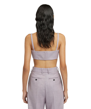 Mini top with  "Shiny Pinstriped Wool" workmanship