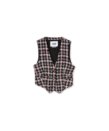 Vest with "Lurex Check Tweed" motif