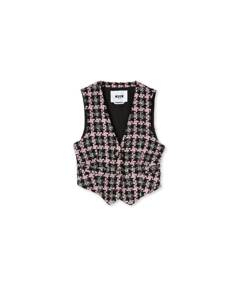 Vest with "Lurex Check Tweed" motif BLACK Women 