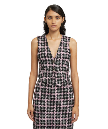 Vest with "Lurex Check Tweed" motif