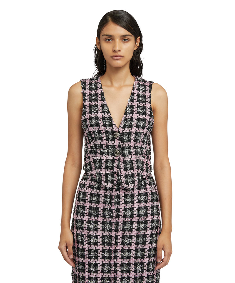 Vest with "Lurex Check Tweed" motif BLACK Women 
