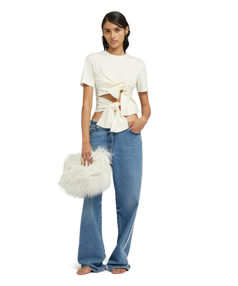 MSGM  faux fur baguette bag WHITE Women 