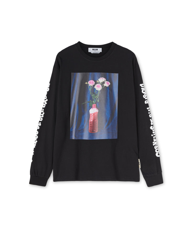 Organic cotton crewneck t-shirt from the MSGM Fantastic Green Capsule BLACK Unisex 