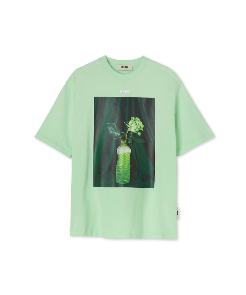 Organic cotton crewneck t-shirt from the MSGM Fantastic Green Capsule LIGHT GREEN Unisex 