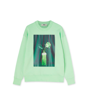 Organic cotton crewneck t-shirt from the MSGM Fantastic Green Capsule