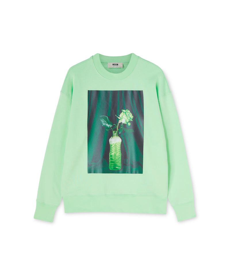 Organic cotton crewneck t-shirt from the MSGM Fantastic Green Capsule LIGHT GREEN Unisex 
