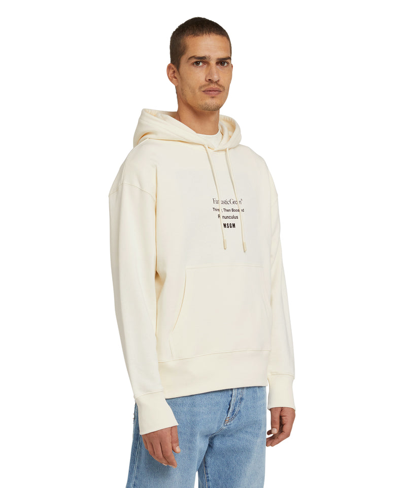 Organic cotton hooded sweatshirt from the MSGM Fantastic Green Capsule WHITE Unisex 