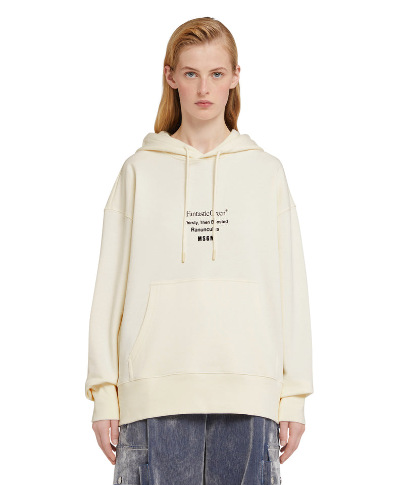 Organic cotton hooded sweatshirt from the MSGM Fantastic Green Capsule WHITE Unisex 
