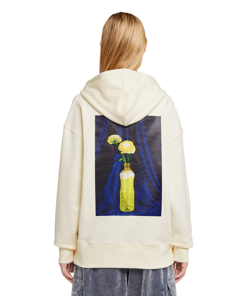 Organic cotton hooded sweatshirt from the MSGM Fantastic Green Capsule WHITE Unisex 