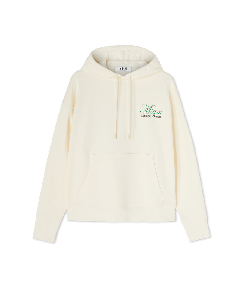 Organic cotton hooded sweatshirt from the MSGM Fantastic Green Capsule WHITE Unisex 