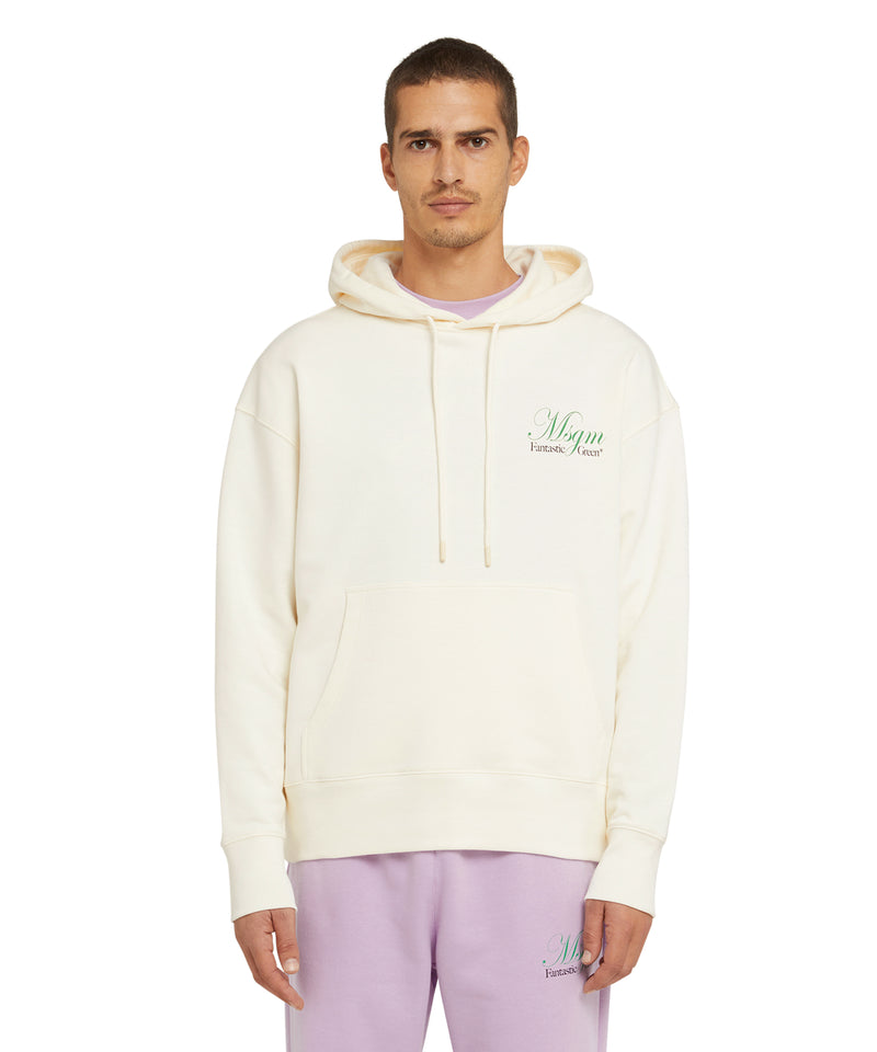 Organic cotton hooded sweatshirt from the MSGM Fantastic Green Capsule WHITE Unisex 