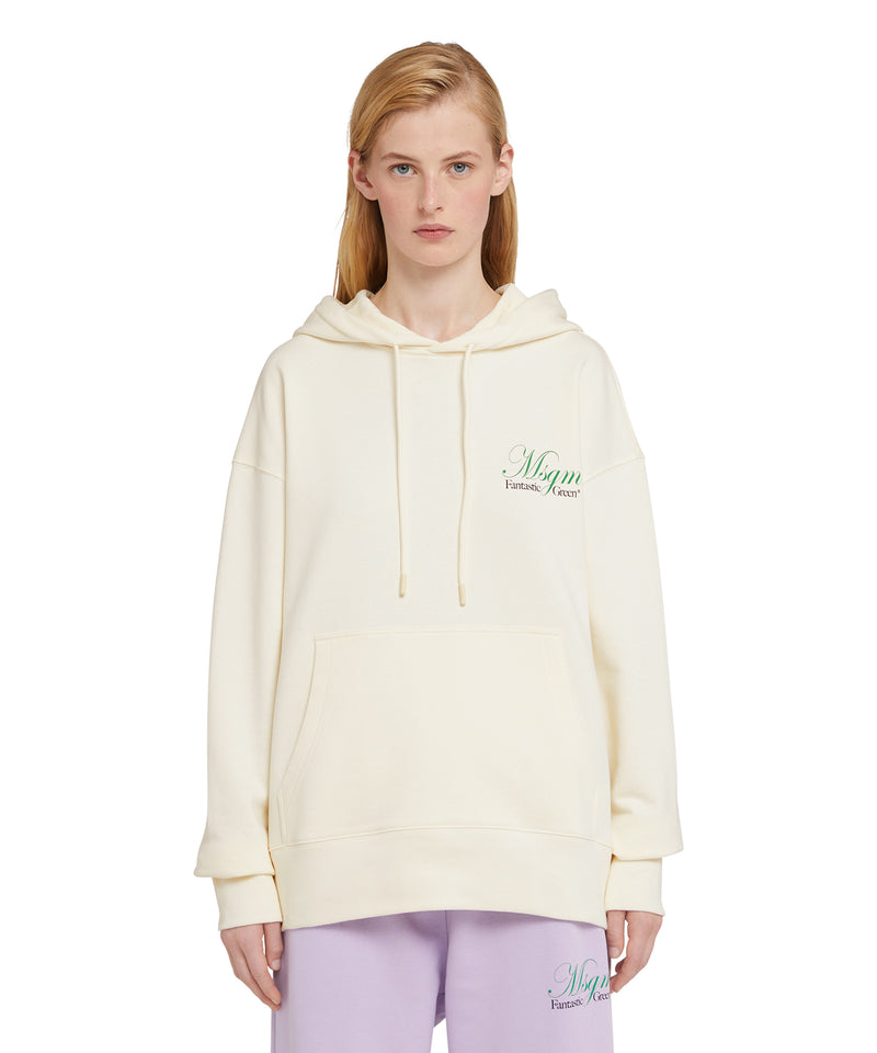 Organic cotton hooded sweatshirt from the MSGM Fantastic Green Capsule WHITE Unisex 