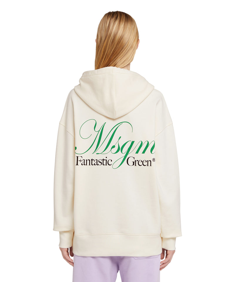 Organic cotton hooded sweatshirt from the MSGM Fantastic Green Capsule WHITE Unisex 
