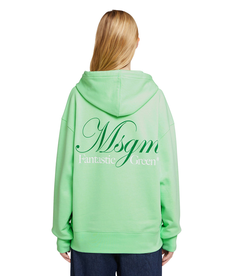Organic cotton hooded sweatshirt from the MSGM Fantastic Green Capsule LIGHT GREEN Unisex 