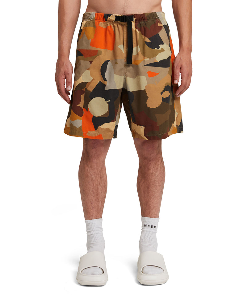 Poplin cotton shorts with "Geo Camo" print MILITARY GREEN Men 
