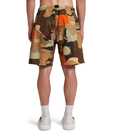 Poplin cotton shorts with "Geo Camo" print