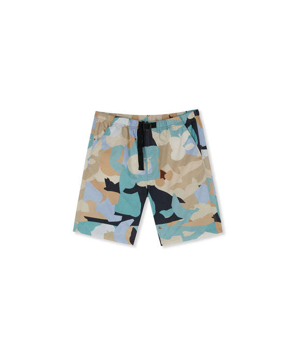 Poplin cotton shorts with "Geo Camo" print