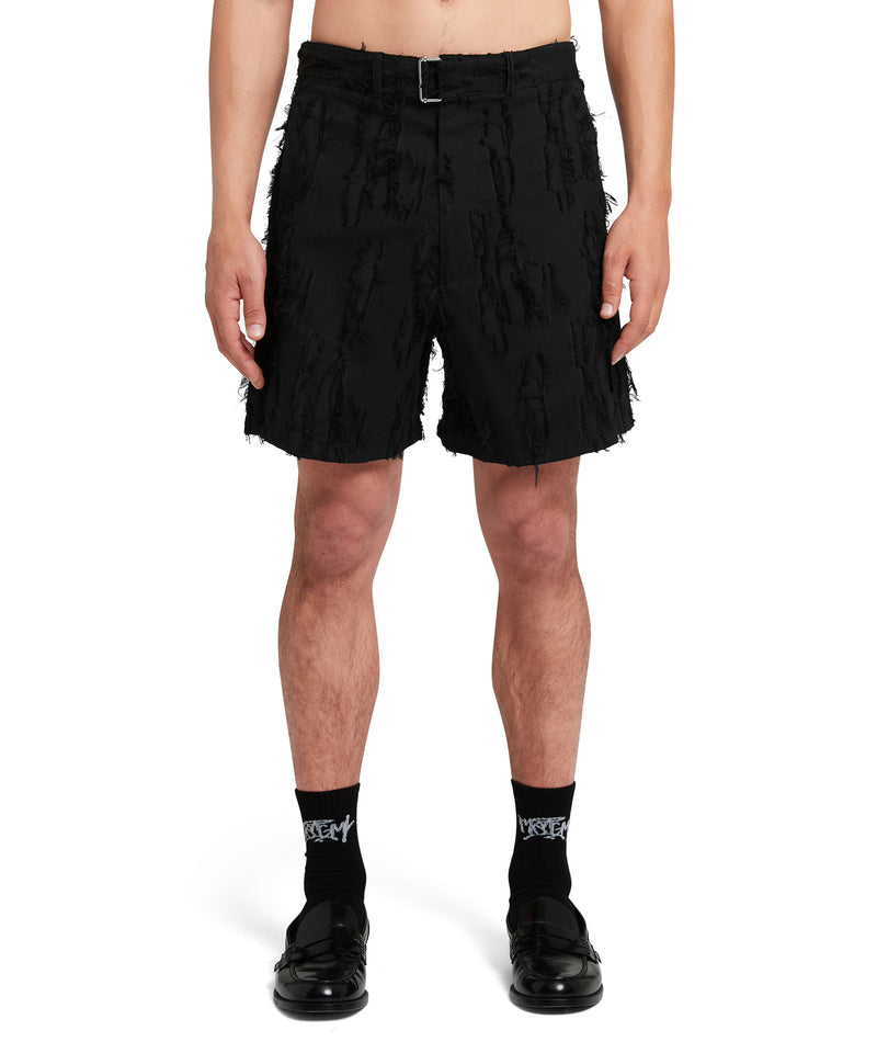 Jacquard fil coupè cotton shorts BLACK Men 