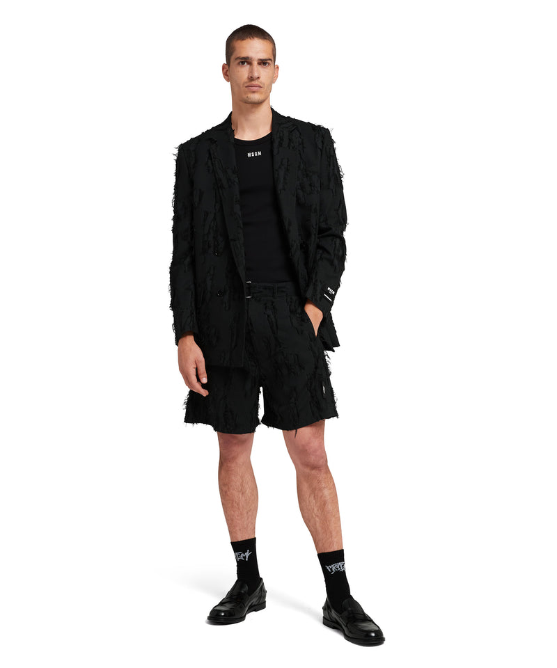 Jacquard fil coupè cotton shorts BLACK Men 