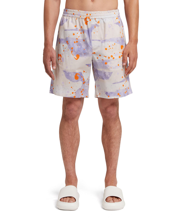 Poplin cotton shorts with "Dripping Camo" print